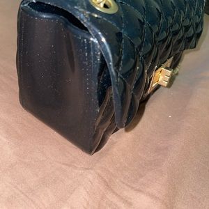 Sparkly black shoulder purse